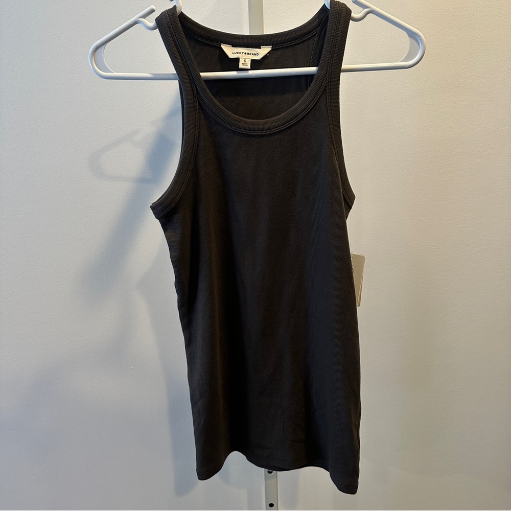 Lucky Brand Chocolate Brown Racerback Tank Top Raven Small